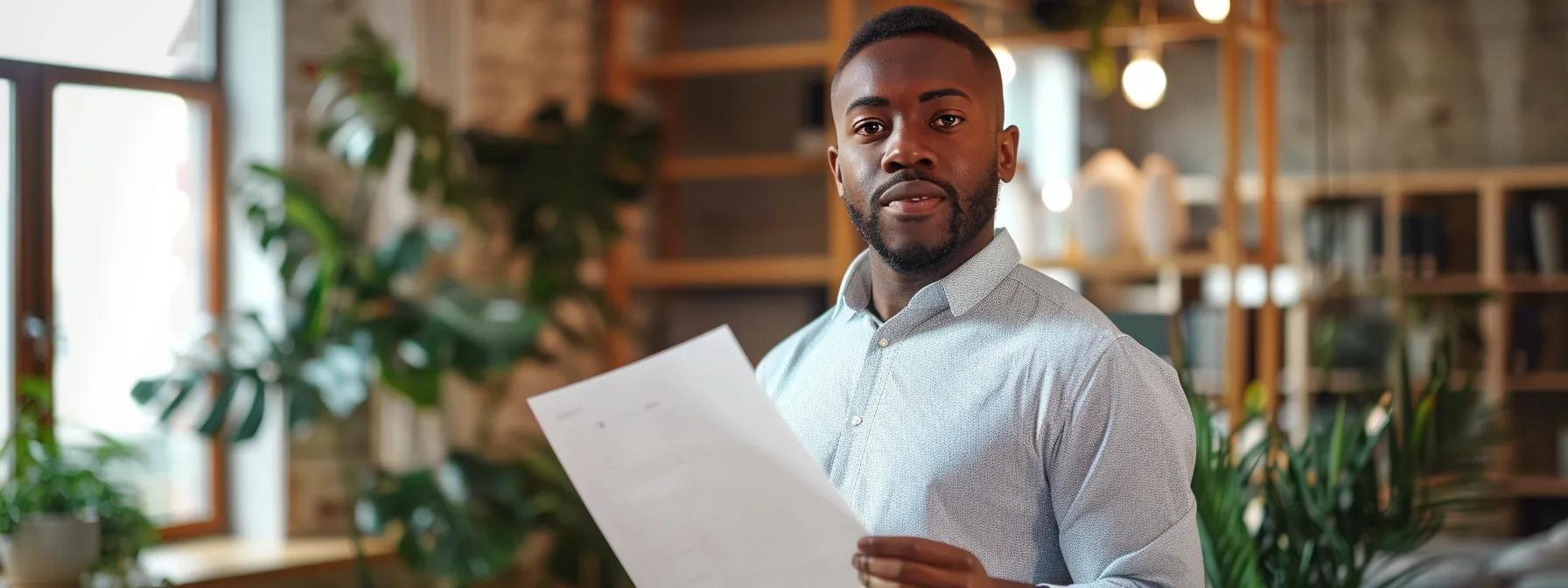 a confident homeowner stands in front of a newly installed roof, holding a roofing warranty document in a modern, well-lit office space, emphasizing the importance of financial protection and quality craftsmanship in home investments. a confident homeowner stands in front of a newly installed roof, holding a roofing warranty document in a modern, well-lit office space, emphasizing the importance of financial protection and quality craftsmanship in home investments.