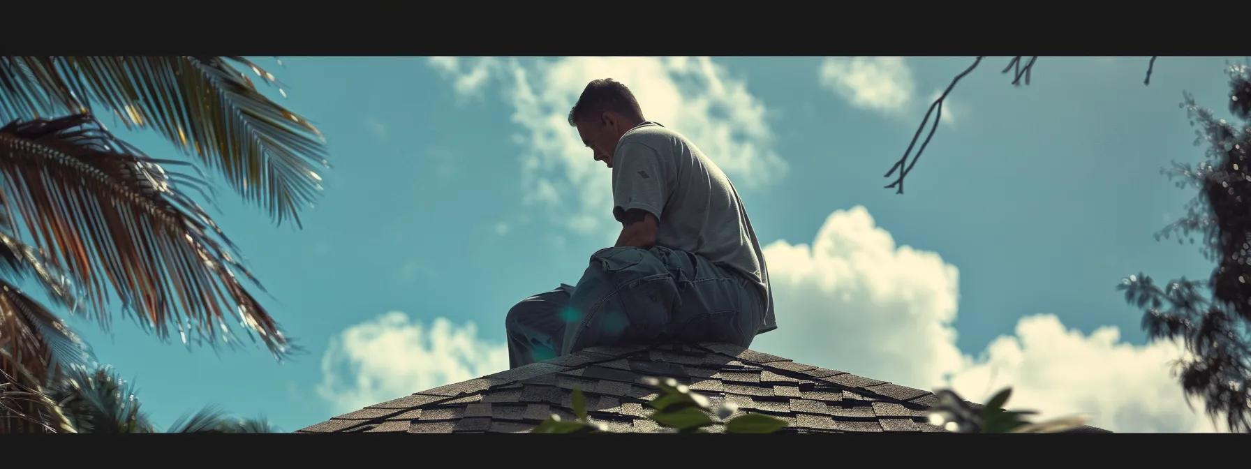 a professional technician inspects a damaged roof in pompano beach, surrounded by advanced diagnostic tools, emphasizing the meticulous evaluation and repair process essential for storm damage restoration. a professional technician inspects a damaged roof in pompano beach, surrounded by advanced diagnostic tools, emphasizing the meticulous evaluation and repair process essential for storm damage restoration.